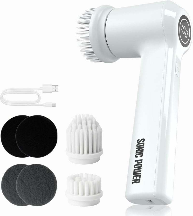 SonicPower Electric Spin Scrubber, Handheld & Ergonomic, IPx7 Waterproofing, 4 Multi-Purpose Attachments Included, Long Lasting Rechargeable Battery - Image 1